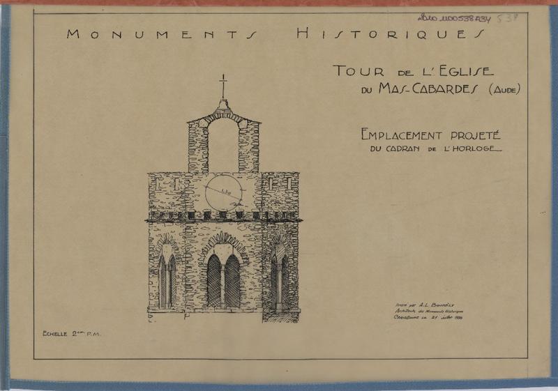 Emplacement projeté du cadran de l'horloge.