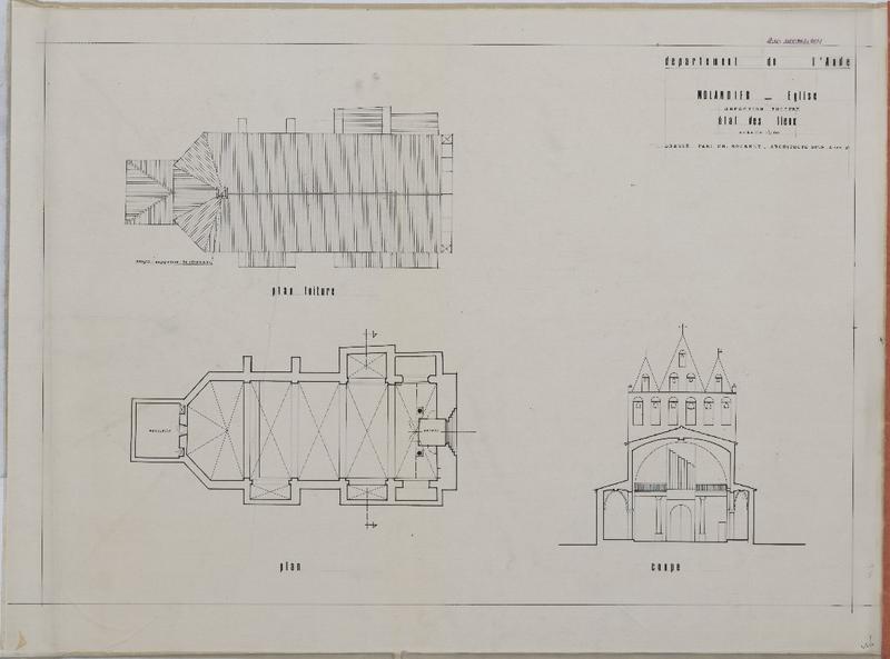 Réfection de la toiture ; état des lieux ; plan ; plan de toiture ; coupe.