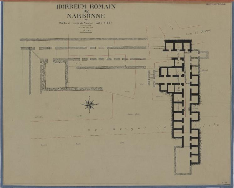 Fouilles et relevé de l'abbé Sigal ; plan du sous-sol première étape.