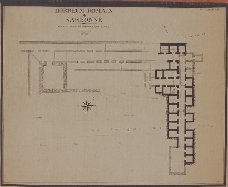 Fouilles et relevé de l'abbé Sigal ; plan du sous-sol première étape.