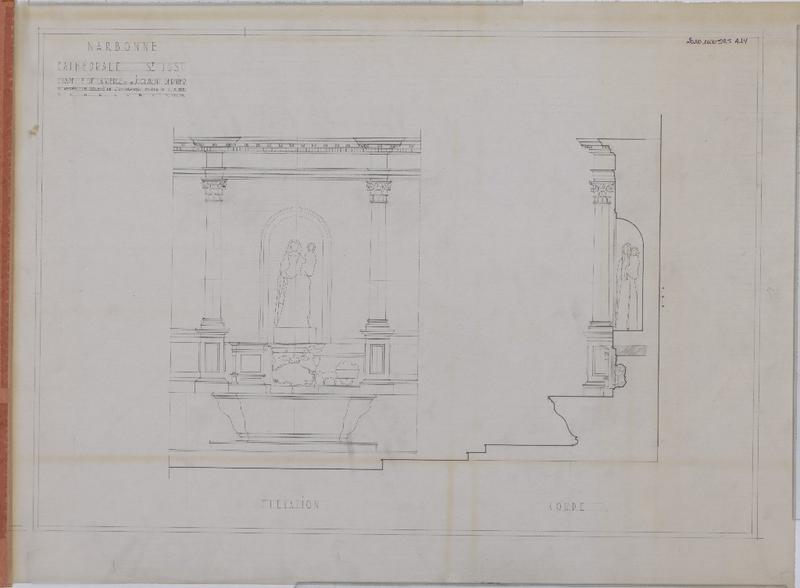 Chapelle de la vierge et du jugement dernier ; élévation et coupe.