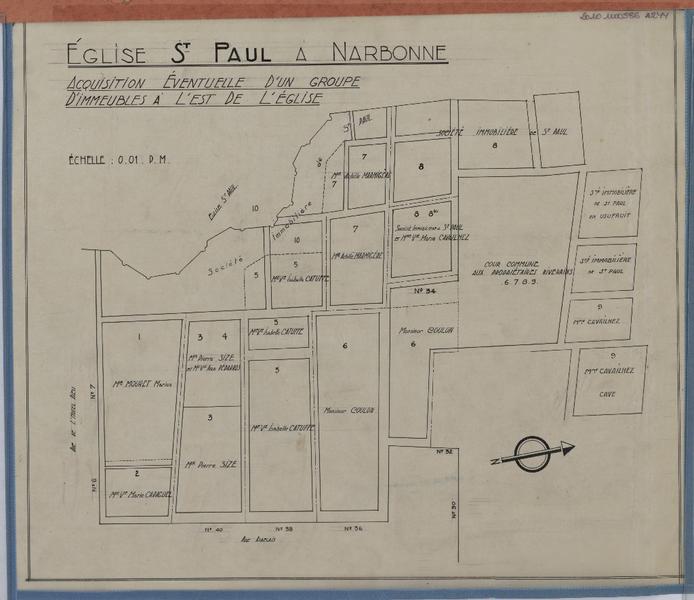 Acquisition éventuelle d'un groupe d'immeuble à l'est de l'église ; plan de situation.