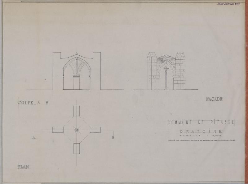 Coupe AB ; plan ; façade.