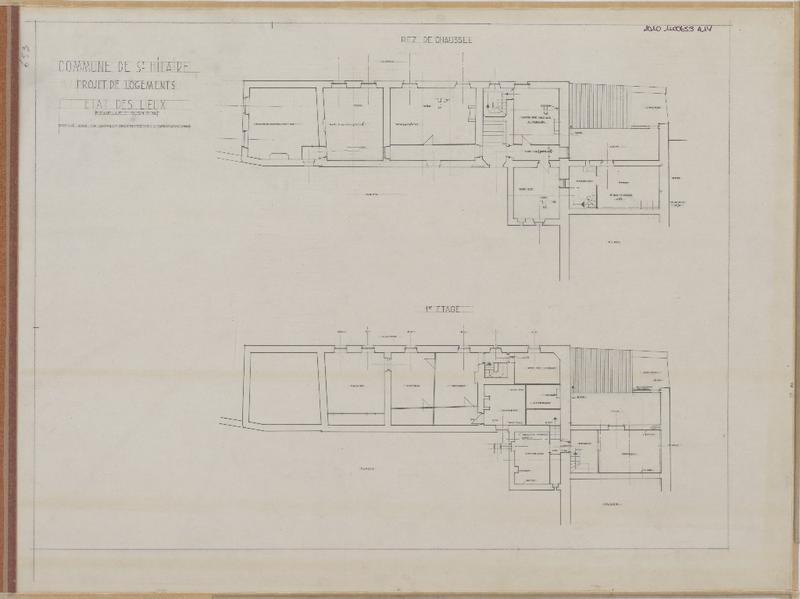 Projet de logement ; état des lieux ; plan du RDC et du 1er étage.