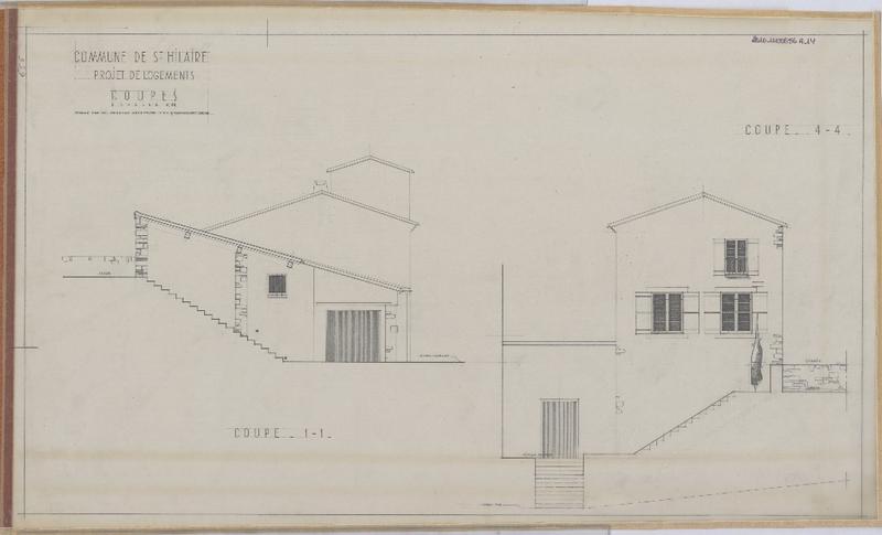 Projet de logement ; projet ; coupes et façades latérales.