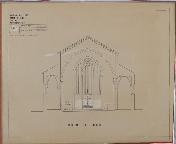 Projet ; coupe-façade sur choeur.