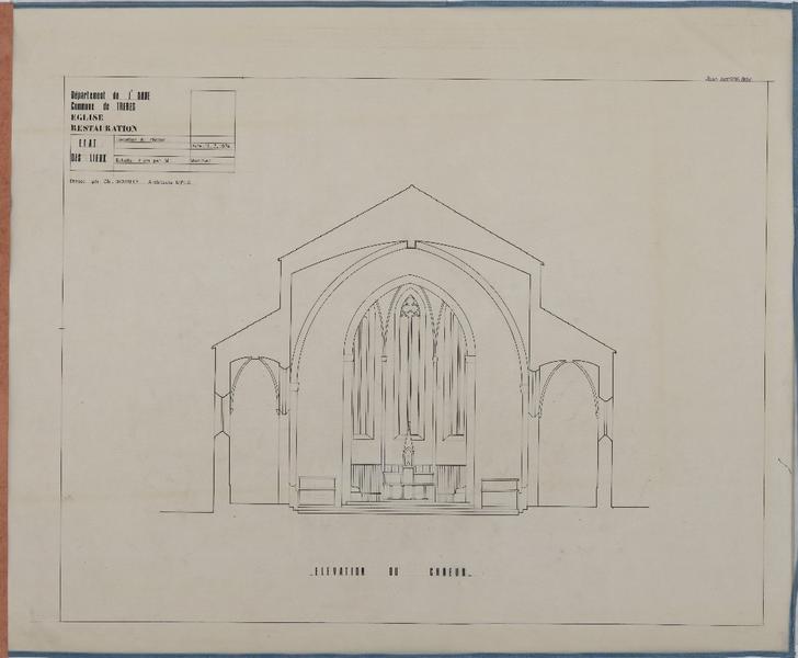 Etat des lieux ; coupe-façade sur choeur.