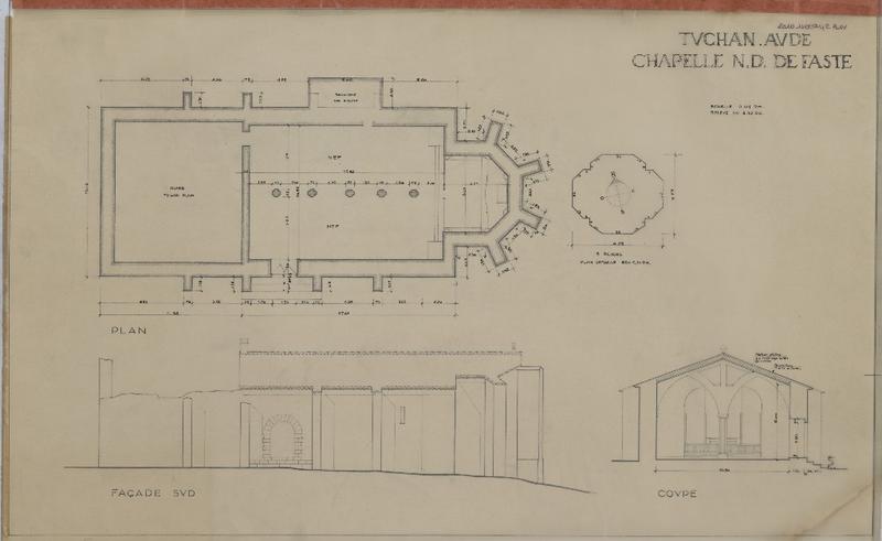 Plan ; coupe ; façade sud.