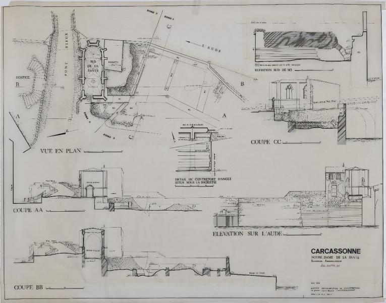 Fouilles ; Coupes ; plans et élévations.