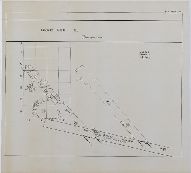 Fouilles ; zone 1 secteur 6 ; plan.