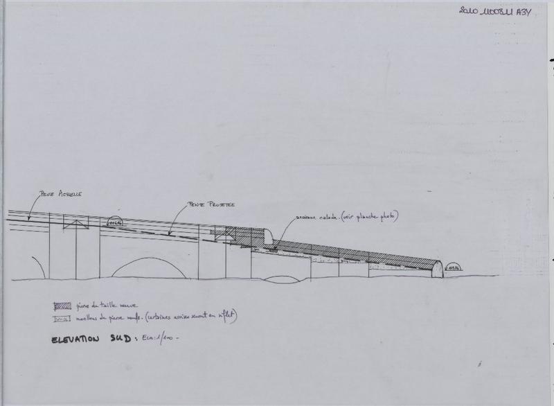 Parapet sud ; élévation.