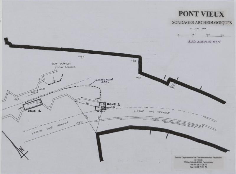 Plan emplacement de sondages archéologiques.