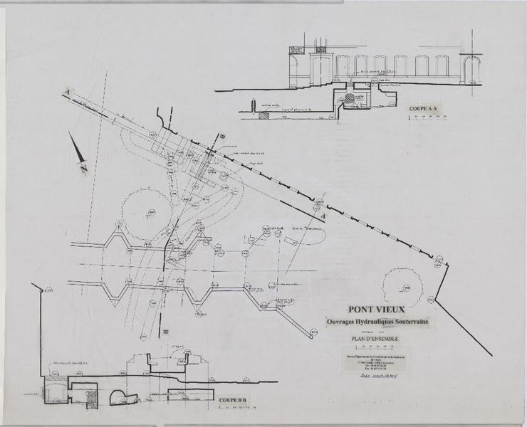 Plan d'ensemble ; ouvrages hydrauliques souterrains.