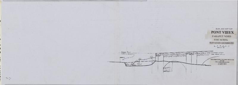 Parapet nord ; état actuel ; élévation extérieure.