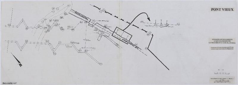 Sondages archéologiques avant bouchement de la tranchée EP ; plan.