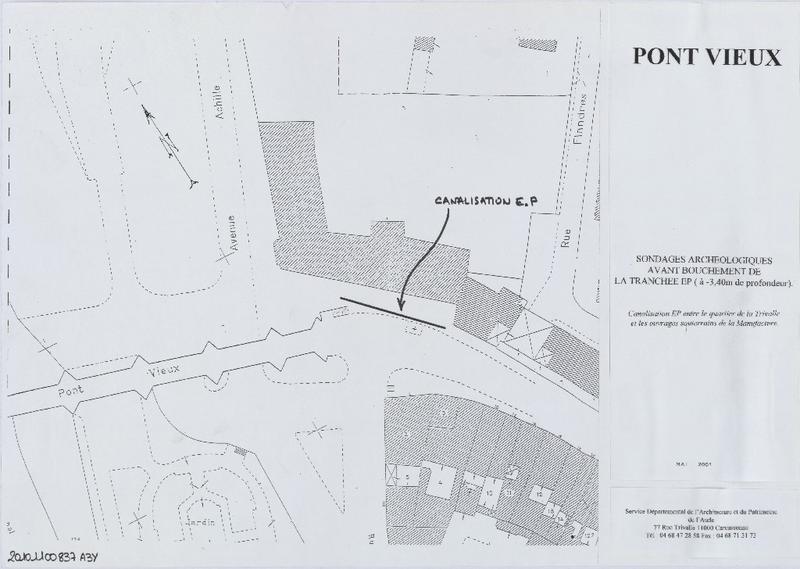 Sondages archéologiques avant bouchement de la tranchée EP ; plan de situation.