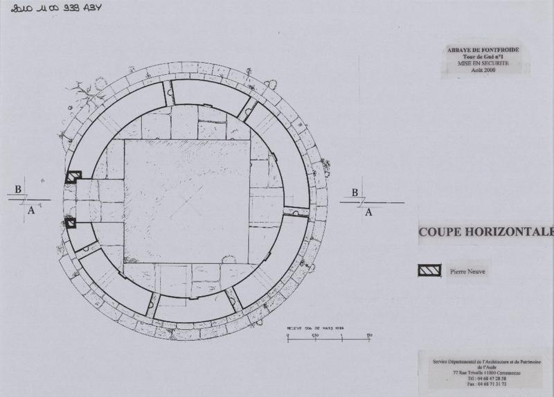 Mise en sécurité tour de guet ; coupe horizontale.