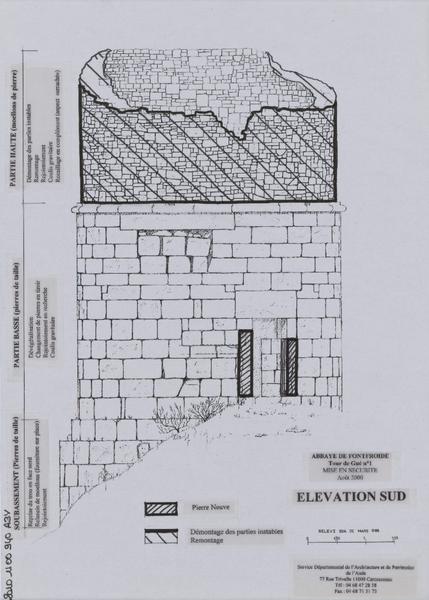 Mise en sécurité tour de guet ; élévation sud. horizontale.