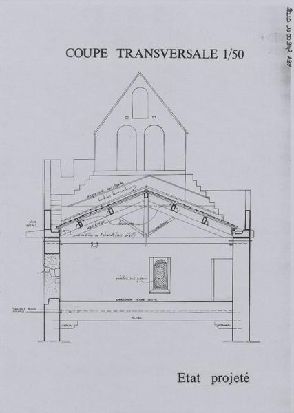 Chapelle de la Madeleine ; état projeté ; coupe transversale.