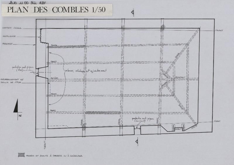 Chapelle de la Madeleine ; plan des combles.