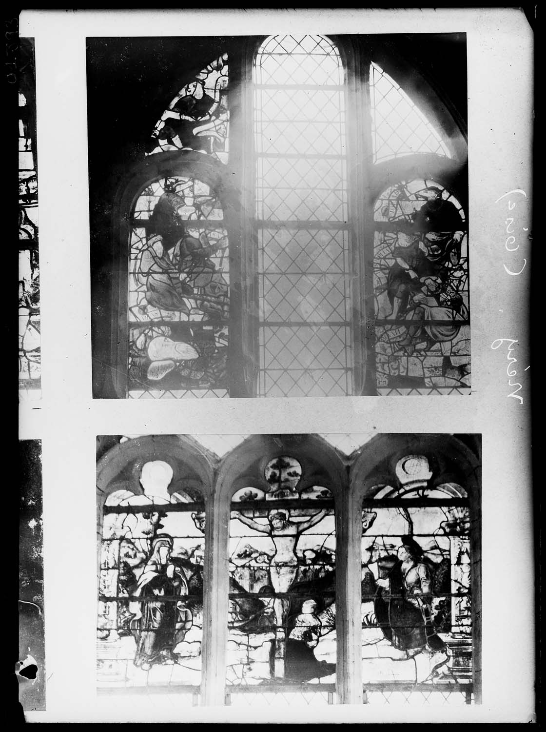 Baie 0 de l’église Saint-Rieul en bas ; Baie 2 de l’église Saint-Martin en haut