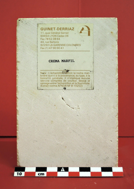 Échantillon de pierre naturelle Crema Marfil Alicante (Espagne) ; Roche marbrière
