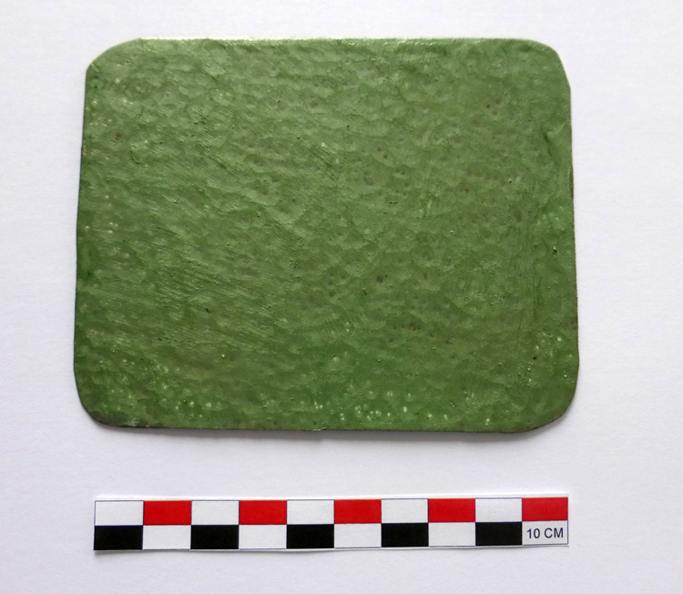 Échantillon de peinture vert martelé pour protéger le fanum