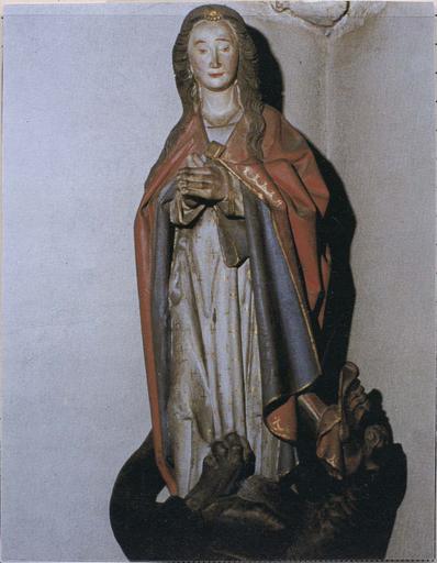 statue : sainte Marguerite, bois polychrome, 16e siècle