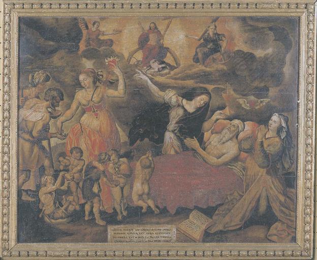 tableau : la Mort du Juste, huile sur toile et cadre en bois doré, fin 16e siècle - © Ministère de la Culture (France), Médiathèque du patrimoine et de la photographie (objets mobiliers), tous droits réservés