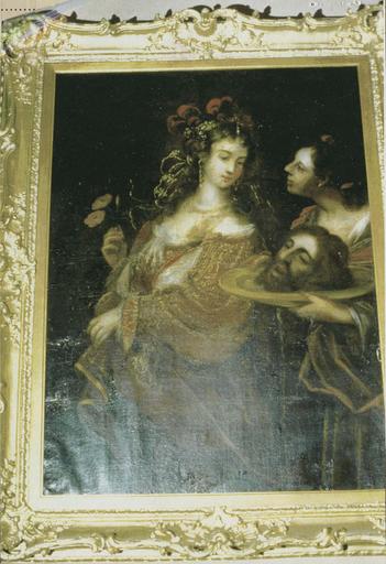 tableau : la Décollation de saint Jean-Baptiste, huile sur toile et cadre en bois doré, 18e siècle