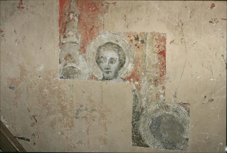 peinture murale, fin 14e ou début 15e siècle, détail du mur Ouest, un saint