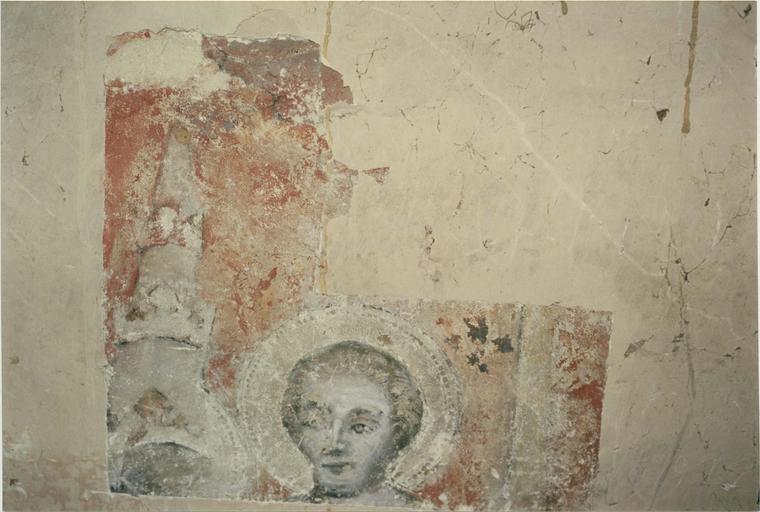 peinture murale, fin 14e ou début 15e siècle, détail du mur Ouest, un saint