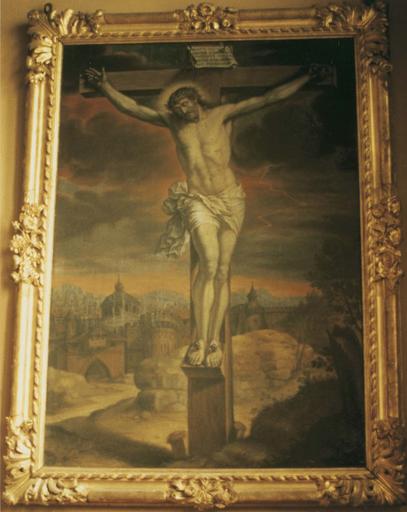 tableau : Christ en croix, huile sur toile, vers 1698, et cadre en bois doré - © Ministère de la Culture (France), Médiathèque du patrimoine et de la photographie (objets mobiliers), tous droits réservés