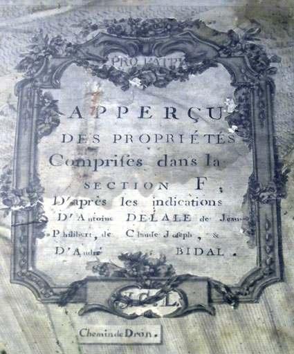 plan : le bourg de Meillonnas et ses environs, détail du cartouche de sous-titre