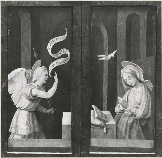 tableau (triptyque) : Annonciation, volets fermés, vue générale