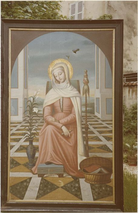 Tableau : Vierge assise, fileuse