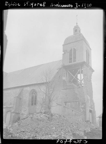 Façade nord et clocher endommagés