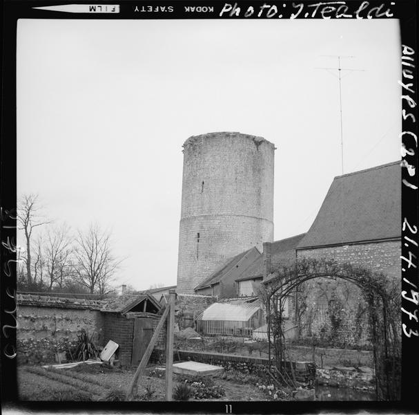 Donjon, côté ouest, maisons au premier plan