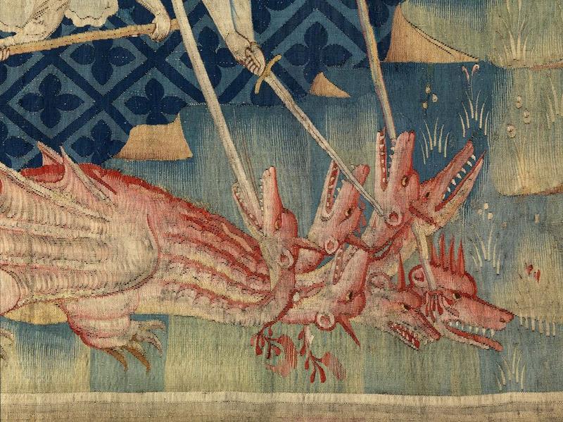 Tenture de l'Apocalypse : troisième pièce : Saint Michel combat le Dragon, détail