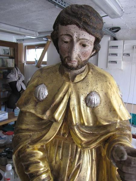 groupe sculpté : saint Roch, vue partielle