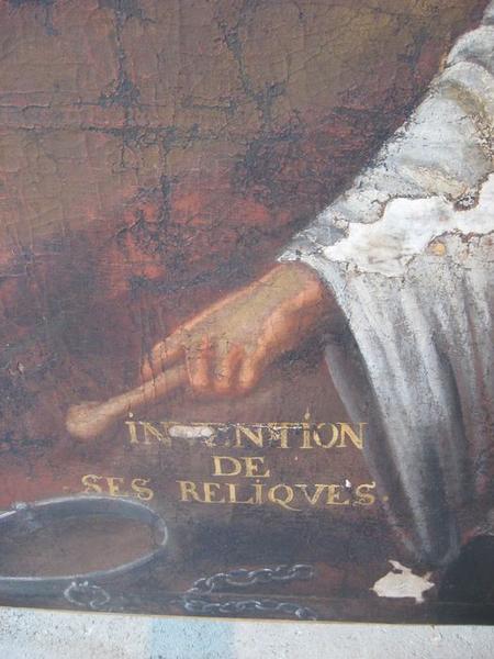 tableau : la vie de sainte Reine, détail : Inventaire des reliques