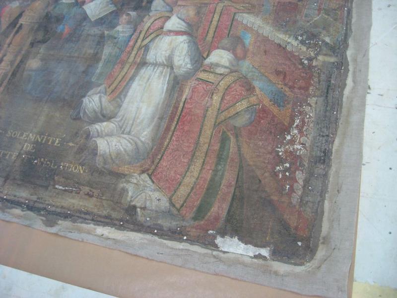 tableau : la vie de sainte Reine, détail : Solennité de la translation des reliques à Flavigny