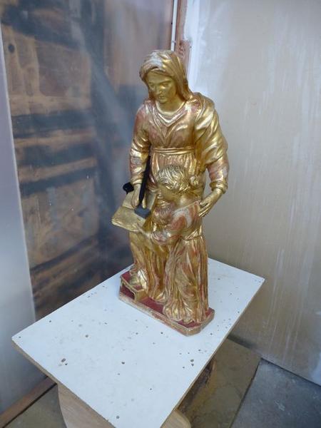 groupe sculpté : Education de la Vierge (l'), vue générale