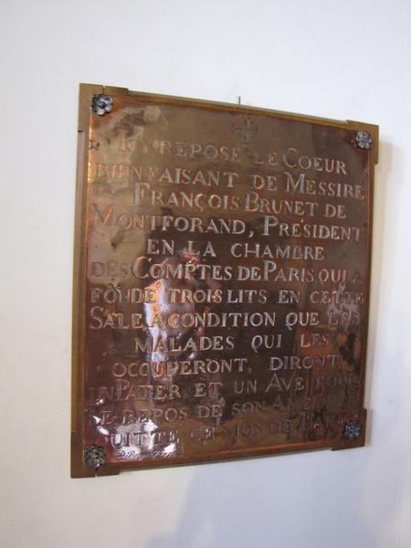 plaque funéraire du coeur de François Brunet de Montforand, vue générale - © Ministère de la Culture (France), Médiathèque du patrimoine et de la photographie, diffusion RMN-GP