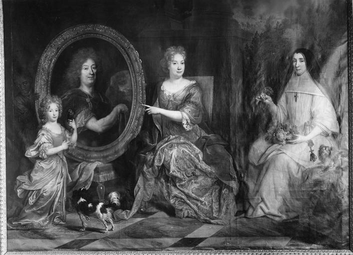 tableau : Pierre Stoppa, Anne de Gondy son épouse et Anne de la Bretonnière, leur nièce, huile sur toile, 2e moitié 17e siècle