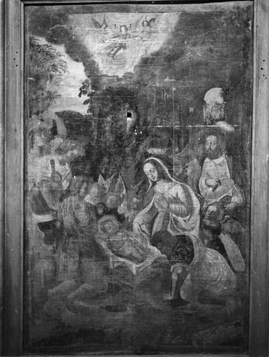 tableau : L'Adoration des bergers, huile sur toile, 18e siècle