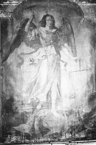 tableau : saint Michel, huile sur toile, 17e siècle