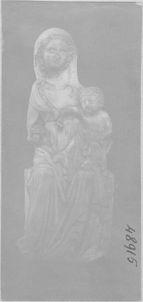 statuette : Vierge à l'enfant assise, vue générale