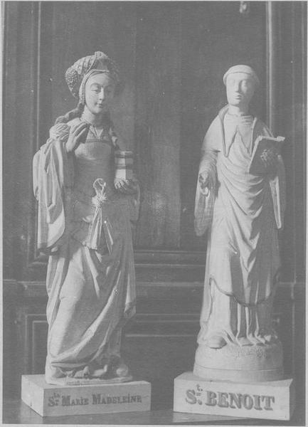 statue : Vierge aux raisins, saint Benoît, vue générale