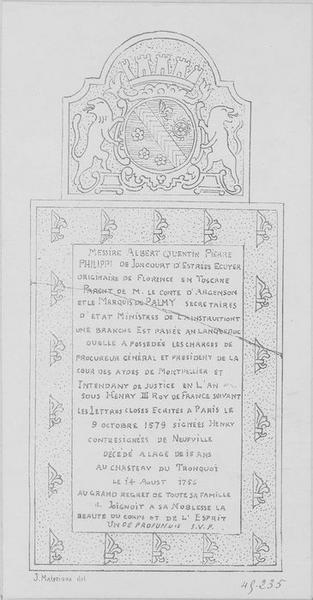 plaque funéraire de Pierre Leproux, conseiller du roi, vue générale - © Ministère de la Culture (France), Médiathèque du patrimoine et de la photographie (objets mobiliers), tous droits réservés